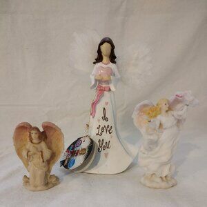 Lot of 3 - Vintage Porcelain and Resin Angels.